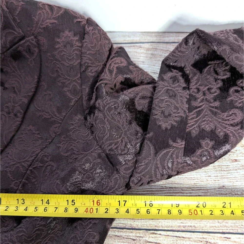 Apostrophe Women's Size 4 Brocade Satin Blazer Purple Whimsygoth Day to Evening - Picture 7 of 16